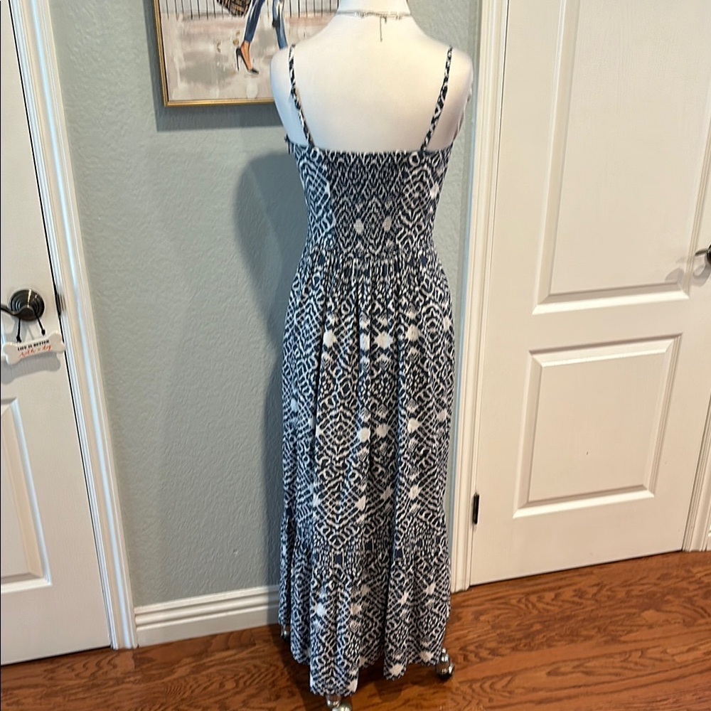 Betsey Johnson Sz 6 Blue/White Maxi Dress - Picture 3 of 13